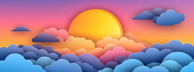 Layered Clouds at Dusk, a vibrant sunset with deep gradients and textured clouds creating a serene evening atmosphere.