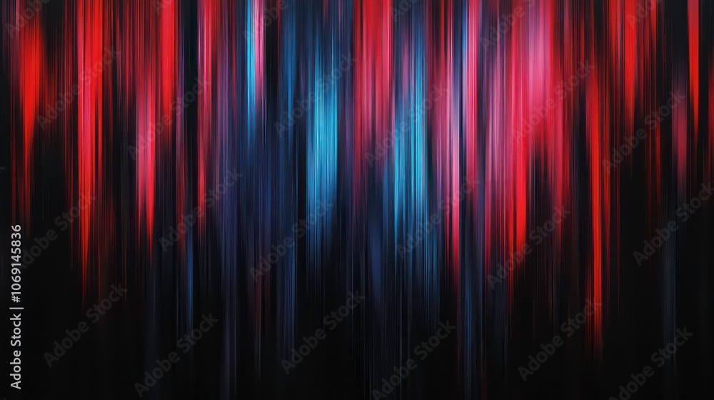 Poster abstract vertical lines in vibrant hues of orange, blue, and black create a dynamic visual effect.