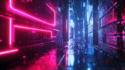 Futuristic cyberpunk cityscape glowing with vibrant neon lights image