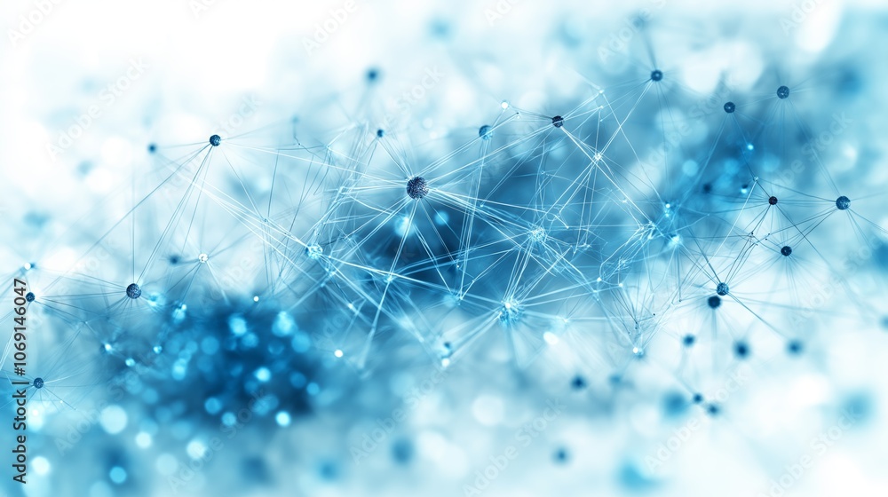 Poster abstract blue network connections representing technology, communication, and digital data in a futu