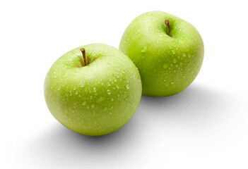 Green apples on the white background