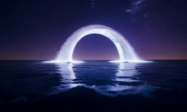Supernatural arch over water surface