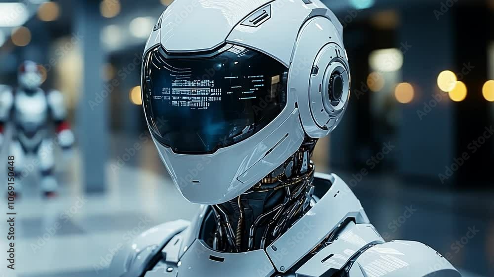 Poster advanced humanoid robot in a futuristic laboratory showcasing cutting-edge technology and design