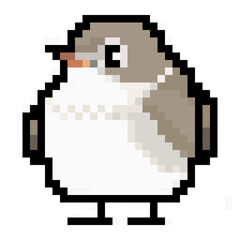 Obraz premium ドット絵, アニマルイラスト, コサメビタキ