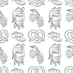 vector seamless pattern line art elements beer bar