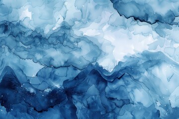 Obraz premium Abstract Watercolor Painting of a Blue and White Landscape