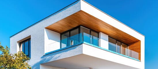Fototapeta premium Muted teal wall with minimalist sconces in a 3D-rendered classic interior with wooden moldings.