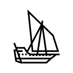 junk ancient ship line icon vector. junk ancient ship sign. isolated contour symbol black illustration