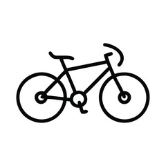 Simple Bicycle Outline Icon, Minimalist black outline icon of a bicycle, representing cycling, transportation, and outdoor activities, suitable for fitness and travel themes.
