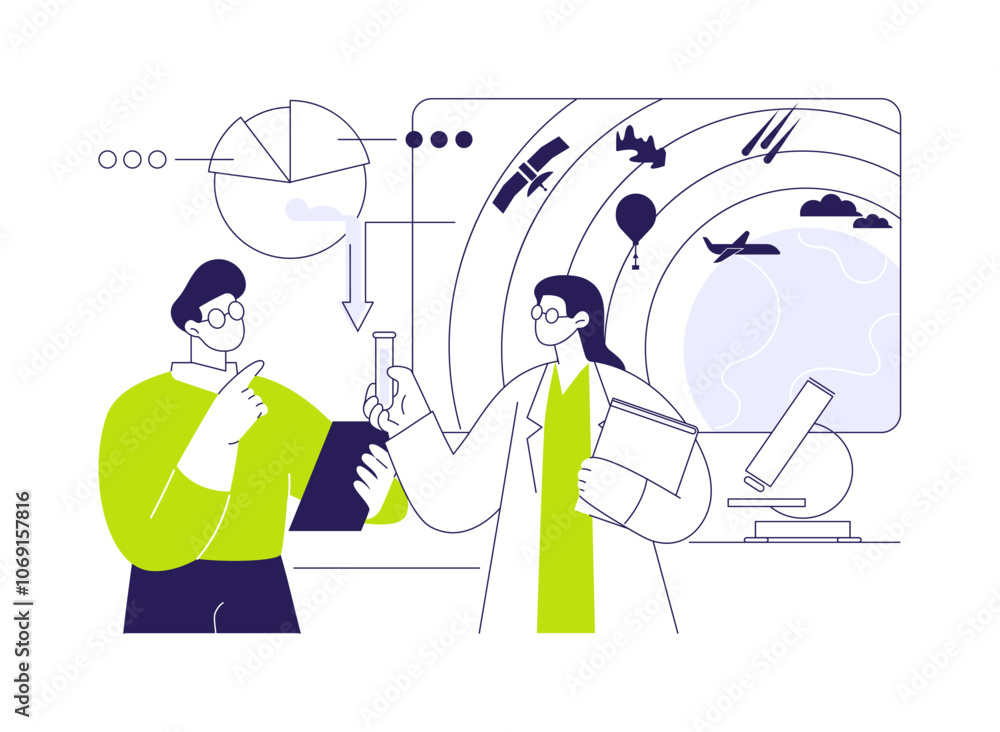 Poster modeling of the atmosphere abstract concept vector illustration.