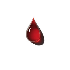 Fototapeta premium Red blood drop bright and shiny isolated on transparent background, PNG file. Vibrant blood drop, element isolated.