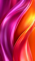 Abstract, Vibrant, And Flowing Purple And Orange Gradient Background With Wavy Lines And Shapes.