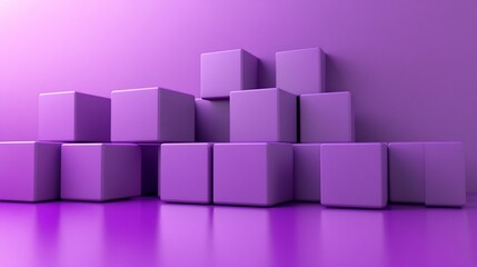 Obraz premium A cluster of purple cubes arranged in a pyramid shape against a matching background.