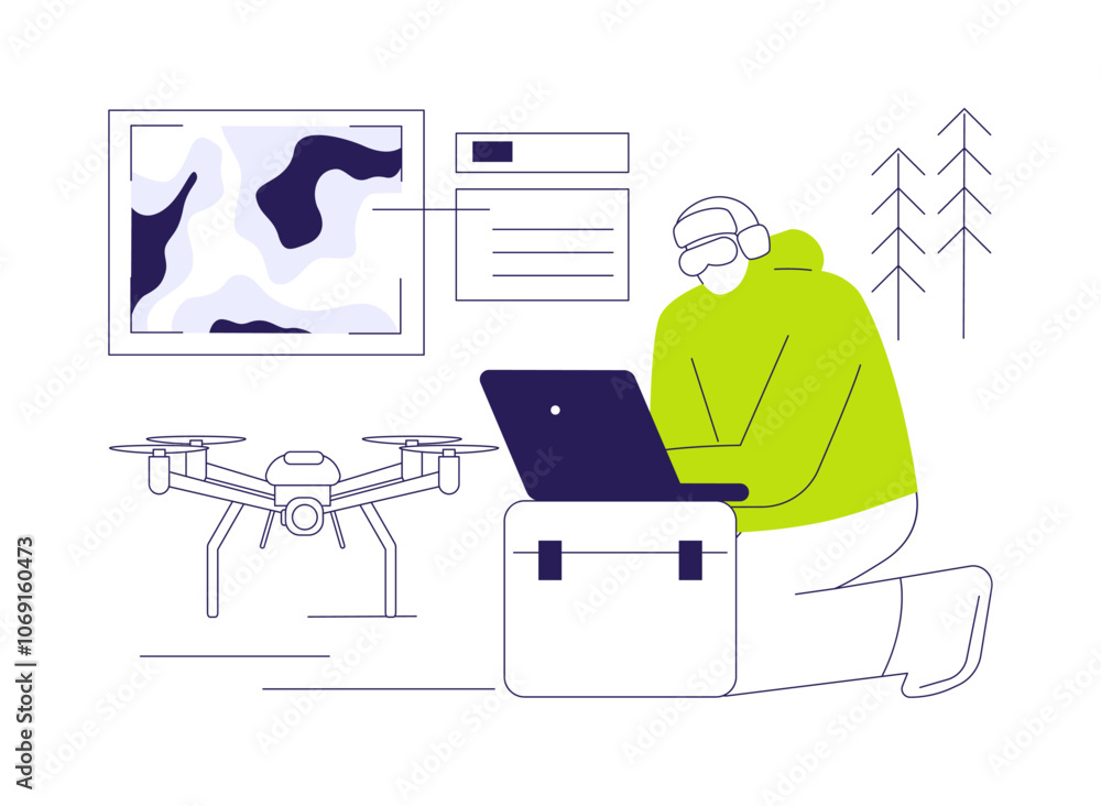 Aufkleber use remote sensing drones abstract concept vector illustration.