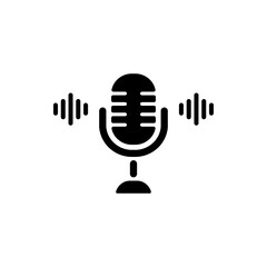 Microphone vector simple icon. Flat design. White background