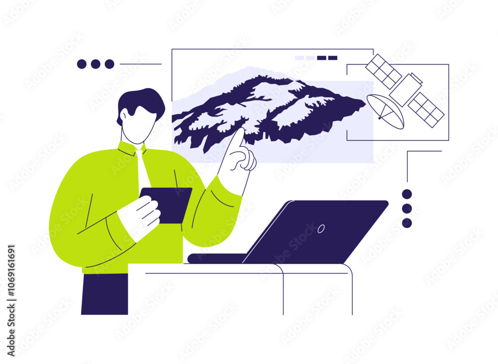 Poster present remote sensing data abstract concept vector illustration.