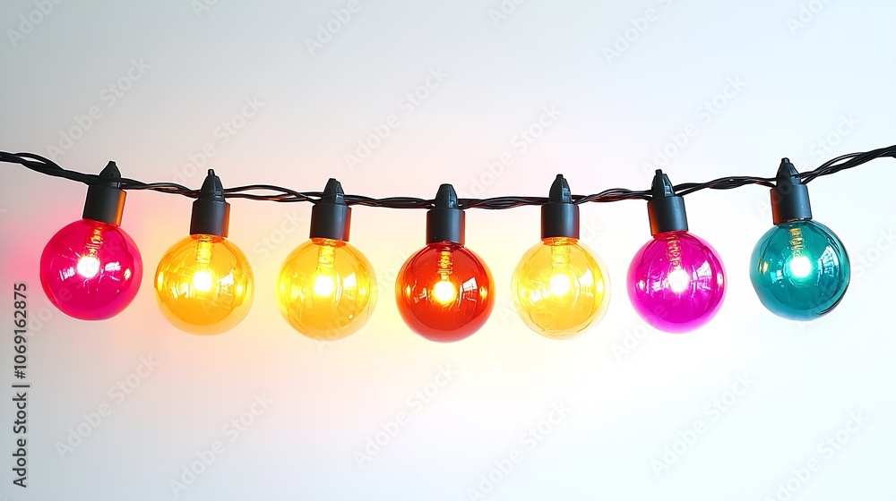 Aufkleber Colorful String Lights Illuminating Multiple Hues in a Bright Display : Generative AI