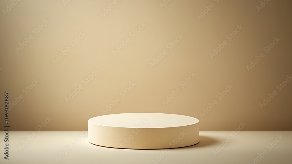 Fototapete minimalistic beige round podium in neutral setting for showcase displays : generative ai