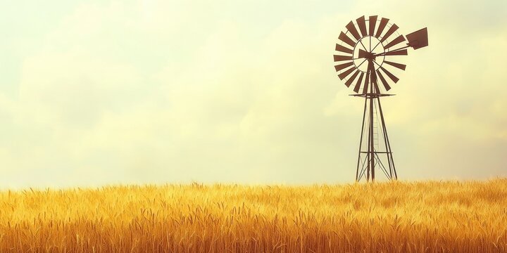 Windmill in a Field of Wheat
