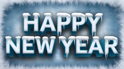 Snowy Happy New Year Typography