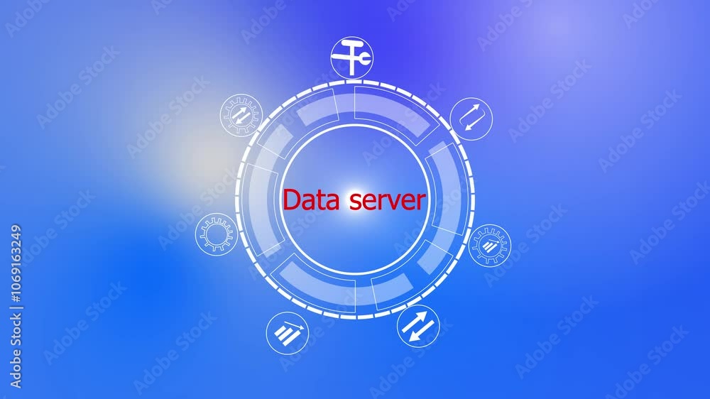 Poster animation of financial data processing over caucasian ,connection of data icon animated 4k motion vi