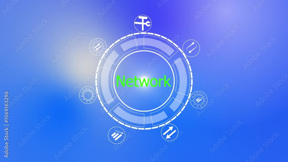 Poster animation of financial data processing over caucasian ,connection of data icon animated 4k motion vi