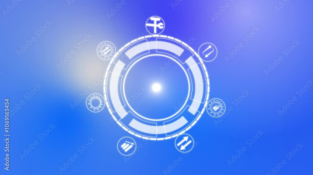 Poster animation of financial data processing over caucasian ,connection of data icon animated 4k motion vi