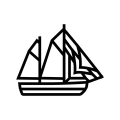 ketch ancient ship line icon vector. ketch ancient ship sign. isolated contour symbol black illustration