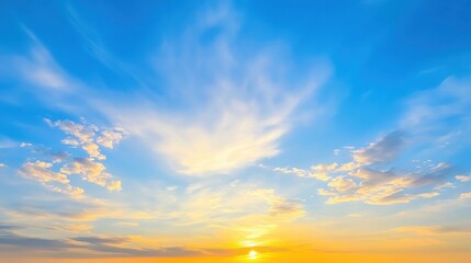 Obraz premium Golden Hour Sky with Wispy Clouds