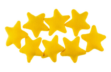 soft toys yellow stars isolated on white background