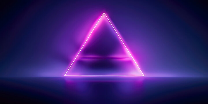 A vibrant pink triangle with a horizontal line stands out brilliantly against a dark background, highlighting geometric simplicity and modern digital art style.