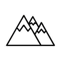 Mountain Outline Icon for Adventure and Outdoors, Minimalist black outline of a mountain range, representing nature, exploration, and adventure, ideal for outdoor, travel, and hiking themes.
