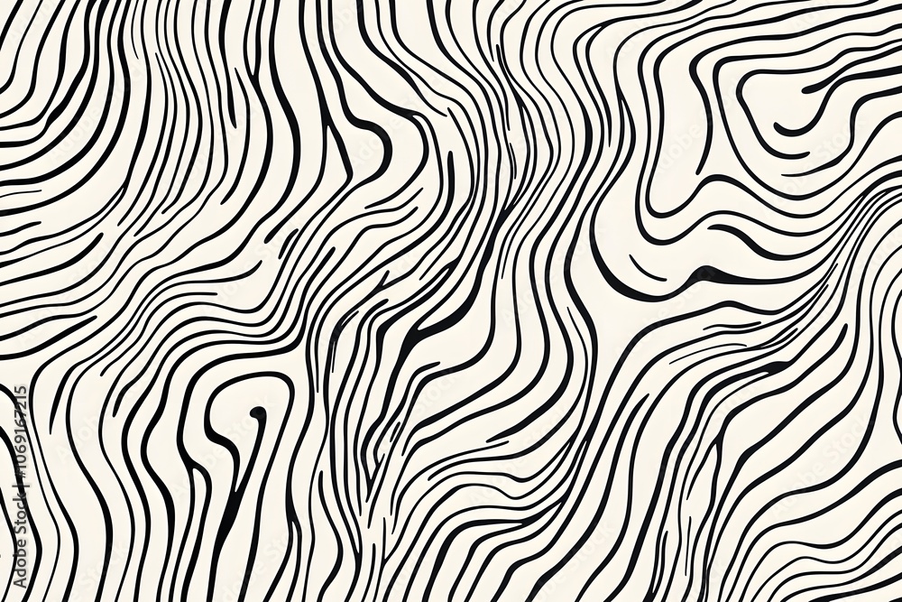 Poster simple abstract lines in black and white, forming a repeating pattern with a clean, minimalistic sty
