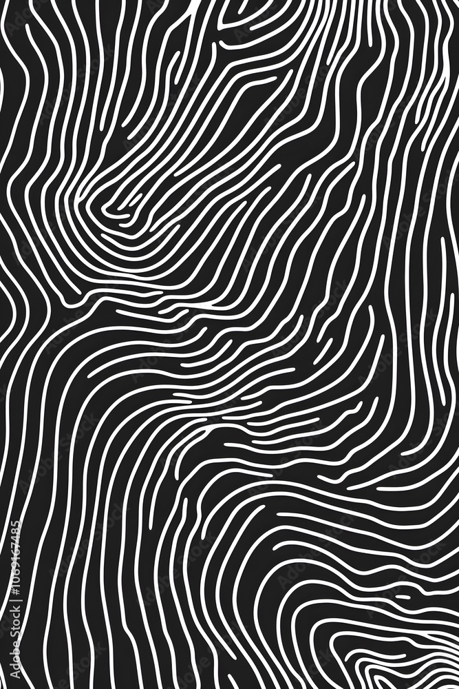 Poster simple abstract lines in black and white, forming a repeating pattern with a clean, minimalistic sty