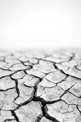 Obraz premium Cracked dry earth surface in monochrome