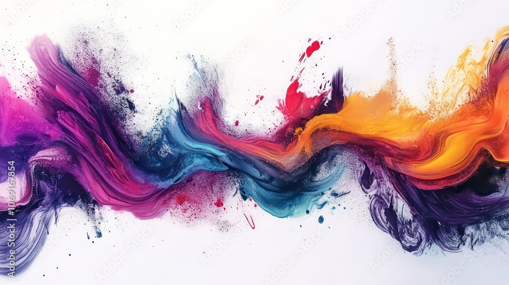 Aufkleber abstract colorful wave of paint strokes creating a dynamic visual flow.
