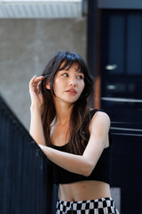 Candid of young girl model in the city