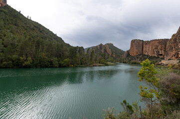 the Cilindre climbing walls of Sant Llorenç de Montgai over the Segre river, Lleida.