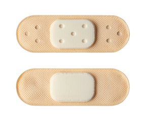 Two Beige Medical Plasters isolated on white or transparent background, png clipart, design element