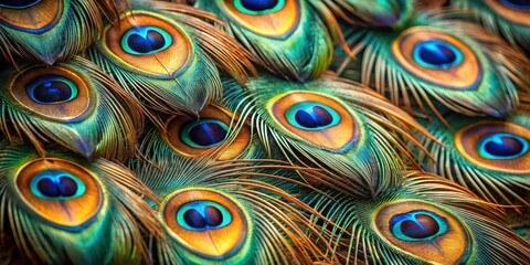 Peacock Feather Close-Up A Symphony of Colors and Patterns, Peacock Feather, Feathers, Nature