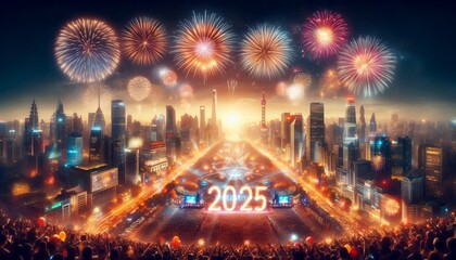 Obraz premium happy new year celebration 2025
