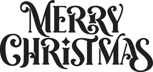 Merry and Bright Festive Christmas Calligraphy Vector with Subtle White Background.