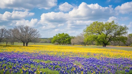 Texas Bluebonnet and Wildflower Field