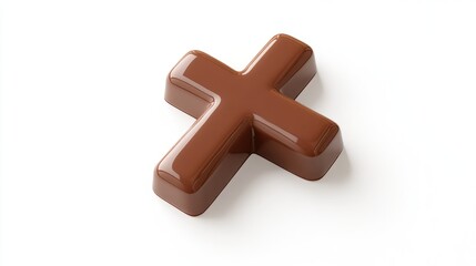 Obraz premium Chocolate cross candy cut out against a clean white background ideal for Easter celebrations and festive desserts