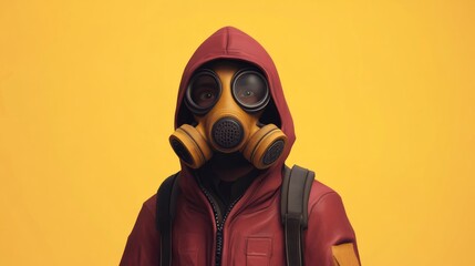 Man wearing a gas mask for protective purposes highlighting safety in hazardous environments
