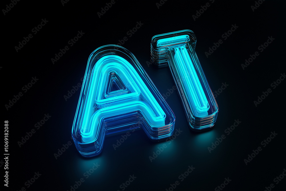 Poster image is of a blue letter ai with a black background. the letter is illuminated and he is part of a 