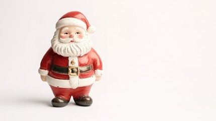 Obraz premium Vintage Santa Claus figurine on white backdrop