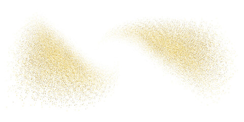Splash of golden glitter, glittery stardust explosion, shimmering spray effect, festive holiday particles. Vector illustration.	