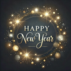 Golden shiny wallpaper with "Happy New Year" text, creating a festive and celebratory feel.