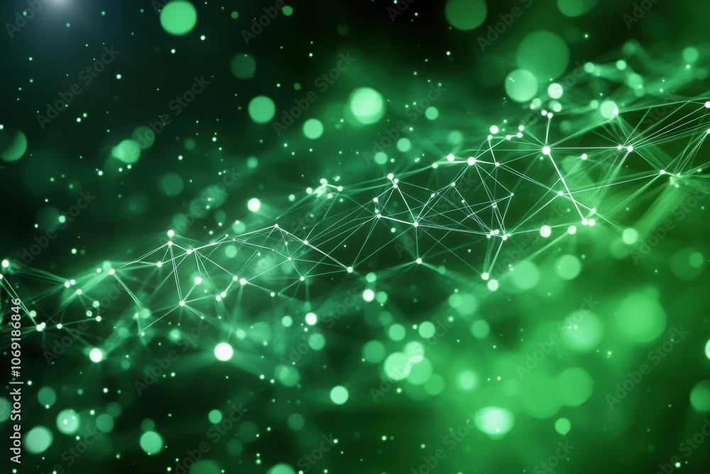 Poster futuristic green digital cover showcasing advanced technology and abstract patterns. generative ai